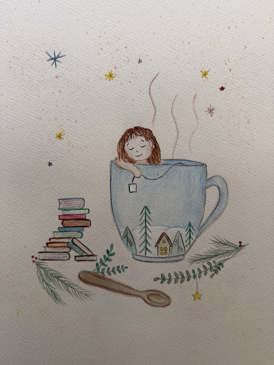 A Cup of Calm: original artwork photographed on paper